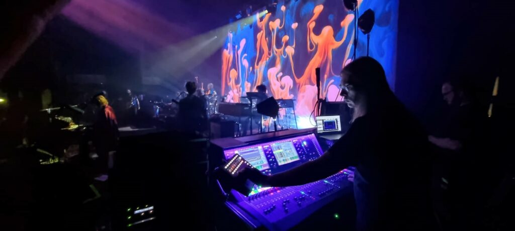 Grace Howat mixing monitors for Paolo Nutini